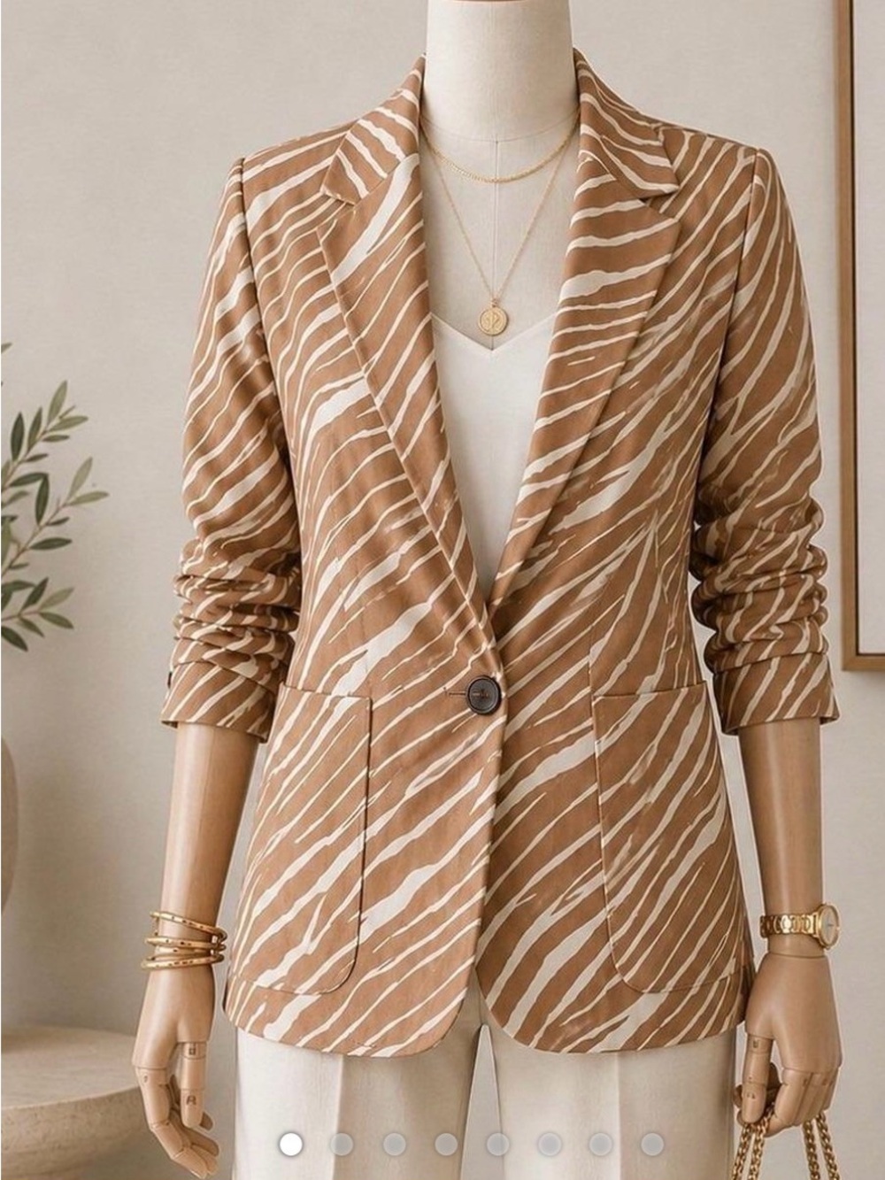 Brown and cream oversize  Zebra-Print  Blazer